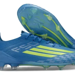 Adidas Blue Yellow Textured Synthetic Upper Three-Stripe Side Logo Firm-Ground Soccer Shoes