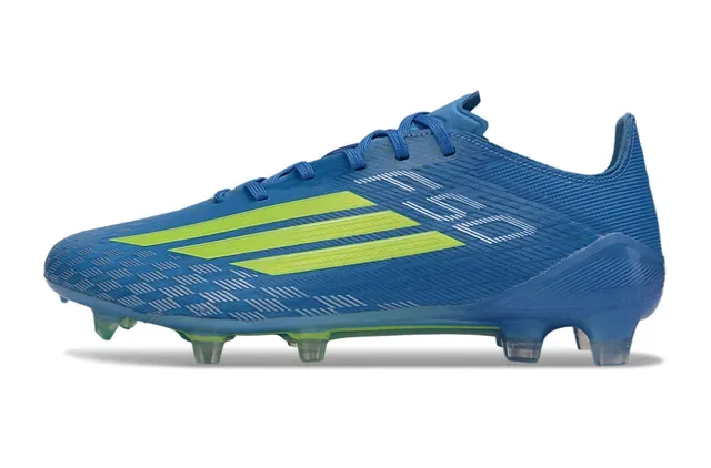 Adidas Bleu Jaune Tige Synthétique Texturée Logo Latéral à Trois Bandes Chaussures de Football pour Sol Ferme 7