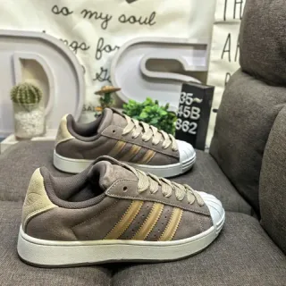 Adidas Brown Beige Suede Upper Three-Stripe Side Panel Lifestyle Sneakers