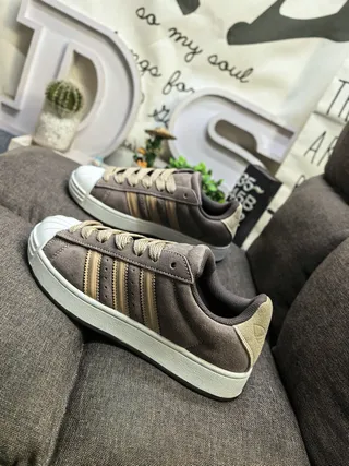 Adidas Brown Beige Suede Upper Three-Stripe Side Panel Lifestyle Sneakers 7