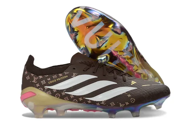 Adidas Chaussures de Football Marron Multicolore Imprimé Monogramme sur la partie supérieure Contrefort Irisé Firm-Ground 1