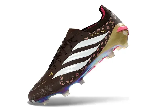 Adidas Chaussures de Football Marron Multicolore Imprimé Monogramme sur la partie supérieure Contrefort Irisé Firm-Ground 3