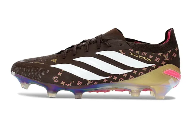 Adidas Chaussures de Football Marron Multicolore Imprimé Monogramme sur la partie supérieure Contrefort Irisé Firm-Ground 7