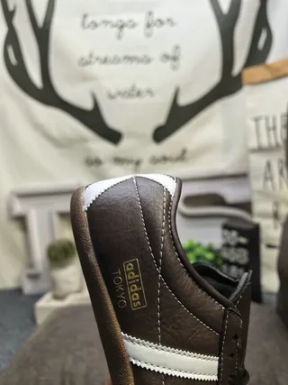 Adidas Brown White Leather Upper Three Stripes Lifestyle Sneakers 3