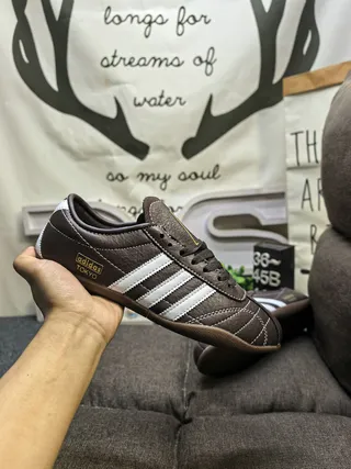 Adidas Brown White Leather Upper Three Stripes Lifestyle Sneakers 5