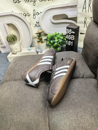 Adidas Brown White Leather Upper Three Stripes Lifestyle Sneakers 6