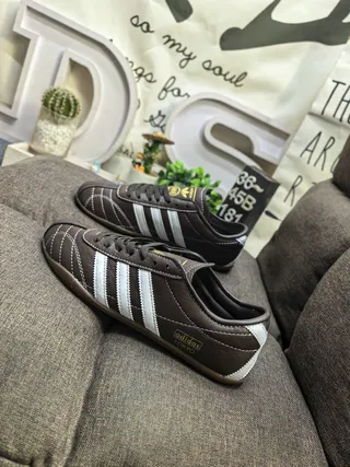 Adidas Brown White Leather Upper Three Stripes Lifestyle Sneakers 7