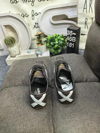 Adidas Brown White Leather Upper Three Stripes Lifestyle Sneakers 8