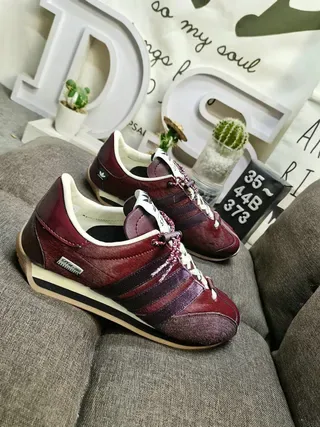 Adidas Burgundy Purple Low-Top Mixed-Material Upper Lifestyle Sneakers 9