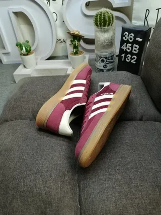 Adidas Burgundy White Corduroy And Suede Upper Three Stripes Lifestyle Sneakers 6