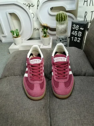 Adidas Burgundy White Corduroy And Suede Upper Three Stripes Lifestyle Sneakers 10