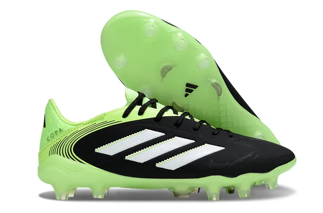 Adidas Copa Black Green Low-Cut Sock-Fit Upper Color Blocking Firm-Ground Soccer Shoes 1