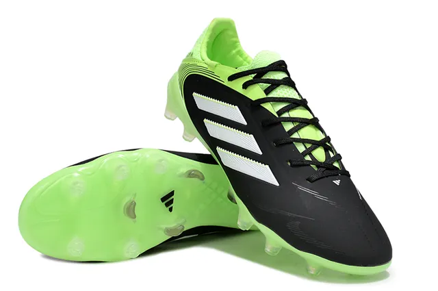 Adidas Copa Black Green Low-Cut Sock-Fit Upper Color Blocking Firm-Ground Soccer Shoes 4