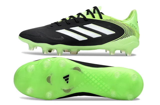 Adidas Copa Black Green Low-Cut Sock-Fit Upper Color Blocking Firm-Ground Soccer Shoes 6
