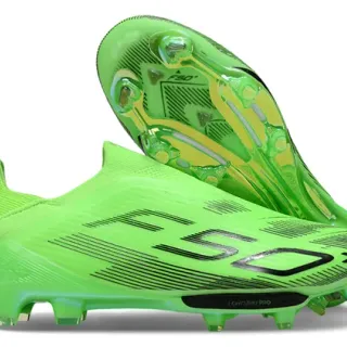 Adidas F50 Green Black Low-Cut Sock-Fit Upper Neon Translucent Soleplate Firm-Ground Soccer Shoes