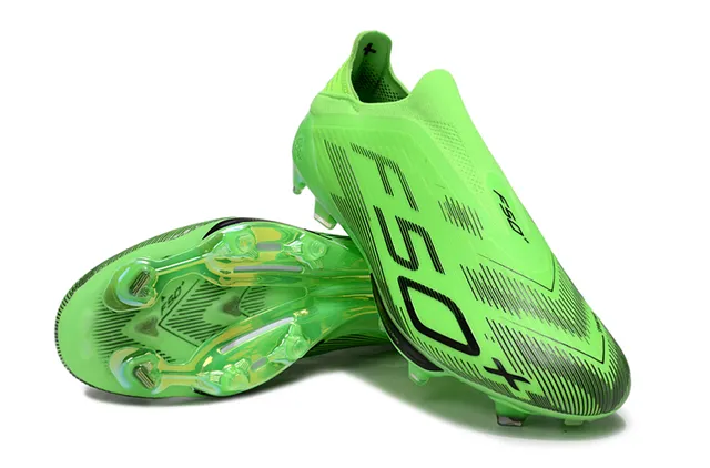 Adidas F50 Green Black Low-Cut Sock-Fit Upper Neon Translucent Soleplate Firm-Ground Soccer Shoes 4