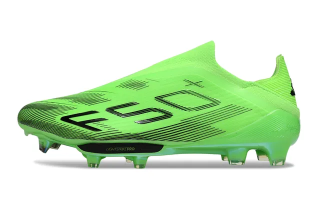 Adidas F50 Green Black Low-Cut Sock-Fit Upper Neon Translucent Soleplate Firm-Ground Soccer Shoes 7