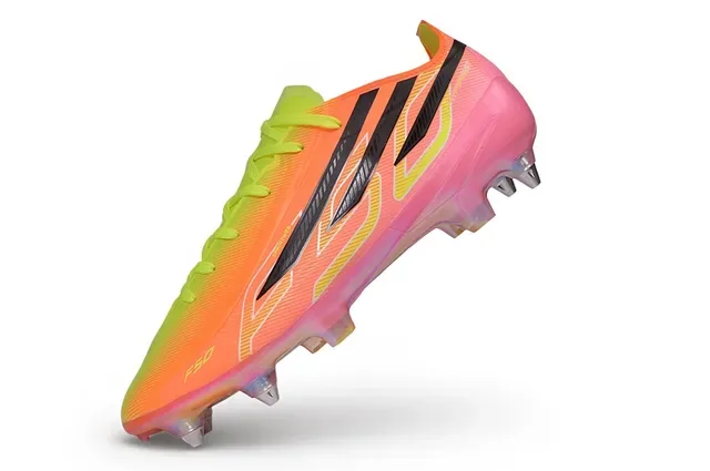 Adidas F50 Hyperfast Gradiente Laranja Neón Verde Lima Firm-Ground Sapatos de Futebol 3