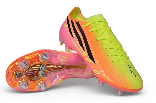 Adidas F50 Hyperfast Gradiente Laranja Neón Verde Lima Firm-Ground Sapatos de Futebol 4