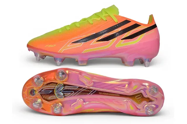 Adidas F50 Hyperfast Gradiente Laranja Neón Verde Lima Firm-Ground Sapatos de Futebol 6