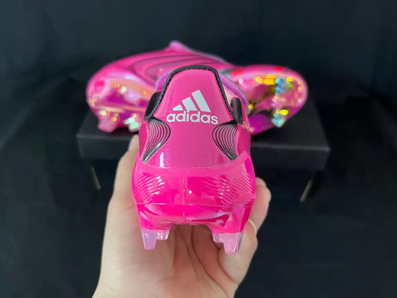 Adidas F50 Pink Silver Glossy Synthetic Upper Iridescent Translucent Sole Firm-Ground Soccer Shoes 3