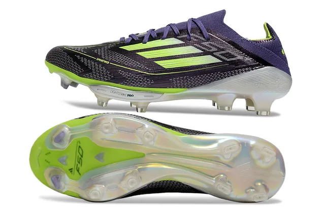 Adidas F50 Purple Green Knit Upper Asymmetrical Lacing Firm-Ground Soccer Shoes 6