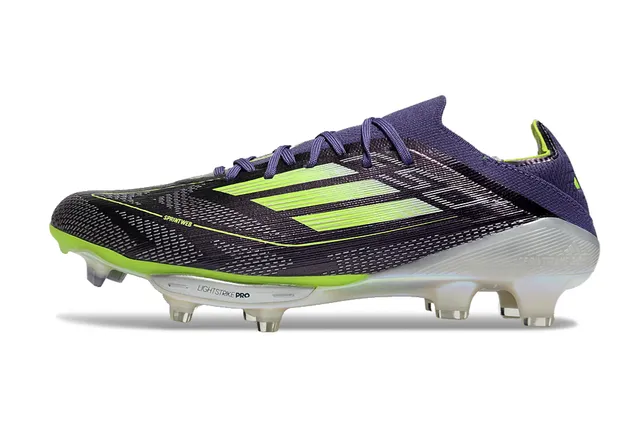 Adidas F50 Purple Green Knit Upper Asymmetrical Lacing Firm-Ground Soccer Shoes 7