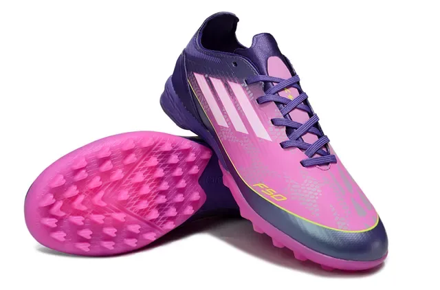 Adidas F50 Violet Rose Chaussures de football synthétiques low-cut crampons coniques gazon 11