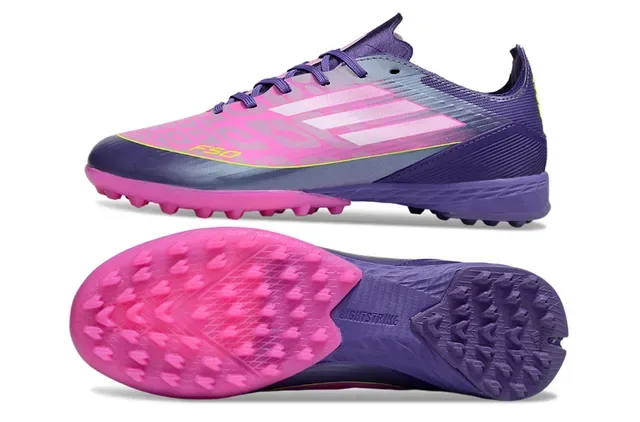 Adidas F50 Violet Rose Chaussures de football synthétiques low-cut crampons coniques gazon 14