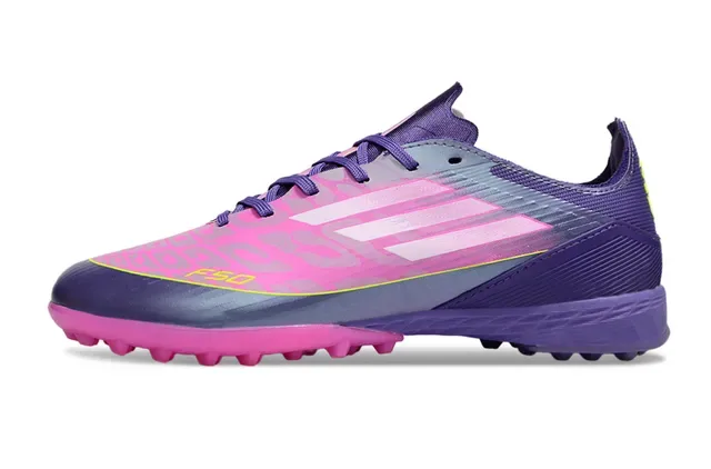Adidas F50 Violet Rose Chaussures de football synthétiques low-cut crampons coniques gazon 15