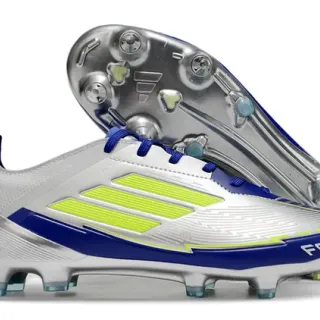 Adidas F50 Silver Blue Neon Lime Firm-Ground Soccer Shoes