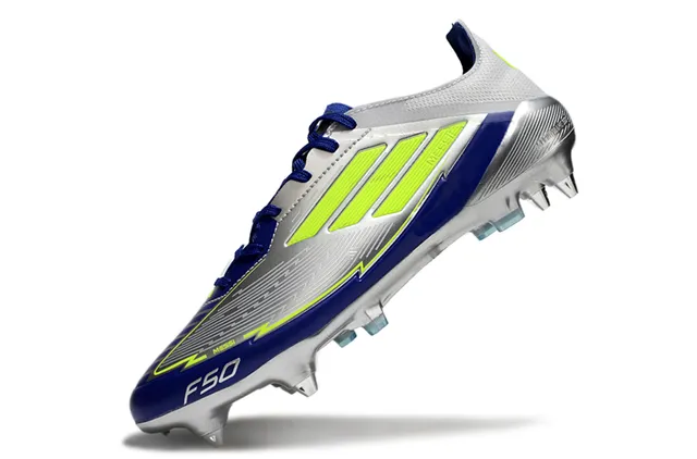 Adidas F50 Silver Blue Neon Lime Firm-Ground Soccer Shoes 3