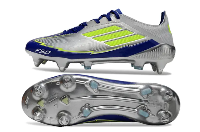 Adidas F50 Silver Blue Neon Lime Firm-Ground Soccer Shoes 6