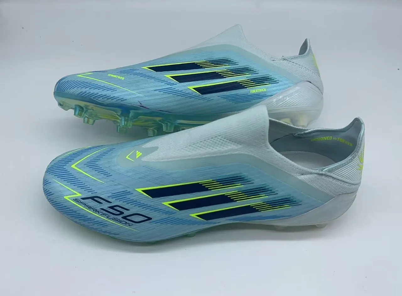 Adidas F50 Sparkfusion Light Blue Neon Green Firm-Ground Soccer Shoes 2