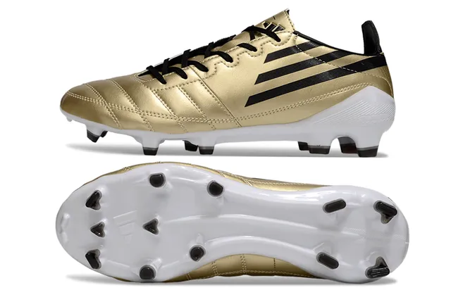 Adidas Football Boot Gold Black White Firm-Ground Soccer Shoes 6