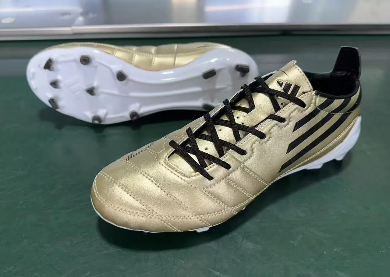 Adidas Football Boot Gold Black White Firm-Ground Soccer Shoes 8