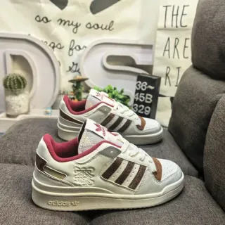 Adidas Forum Low Off-White Brown Red लाइफस्टाइल स्नीकर