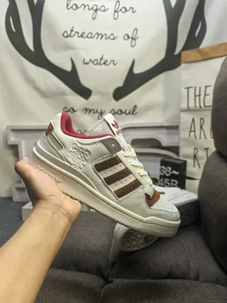 Adidas Forum Low Off-White Brown Red Lifestyle Sneakers 5