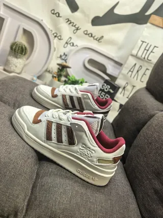 Adidas Forum Low Off-White Brown Red Lifestyle Sneakers 7