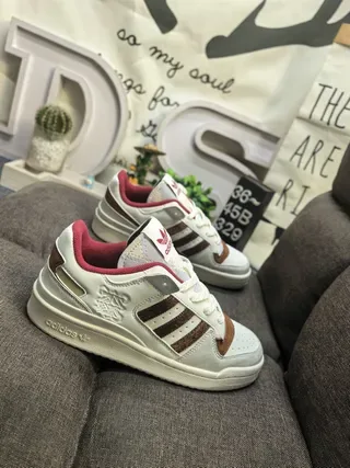 Adidas Forum Low Off-White Brown Red Lifestyle Sneakers 9