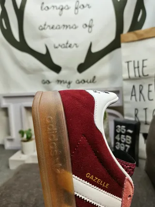Adidas Gazelle Burgundy and Pink Suede Lifestyle Sneakers 3