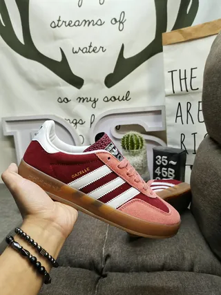 Adidas Gazelle Burgundy and Pink Suede Lifestyle Sneakers 5