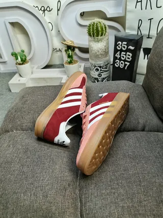 Adidas Gazelle Burgundy and Pink Suede Lifestyle Sneakers 6