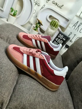 Adidas Gazelle Burgundy and Pink Suede Lifestyle Sneakers 7