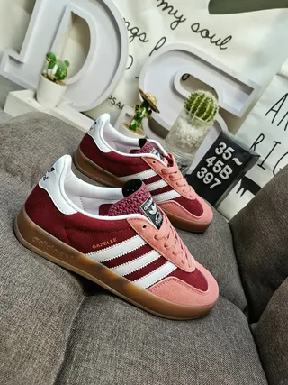 Adidas Gazelle Burgundy and Pink Suede Lifestyle Sneakers 9
