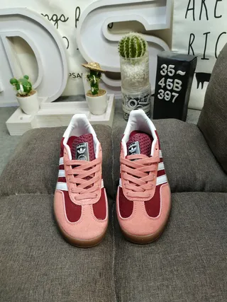 Adidas Gazelle Burgundy and Pink Suede Lifestyle Sneakers 10