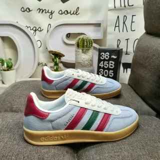 Adidas Gazelle Light Blue Magenta Green Suede Lifestyle Sneakers