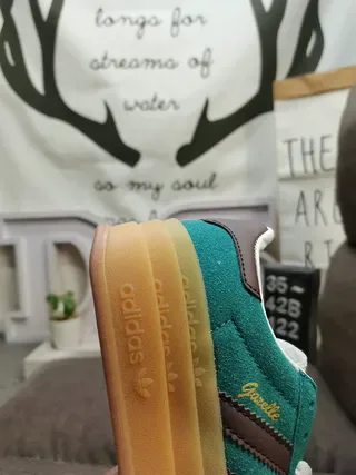 Adidas Gazelle Teal and Brown Suede Lifestyle Sneakers 3