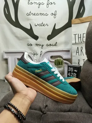 Adidas Gazelle Teal and Brown Suede Lifestyle Sneakers 5