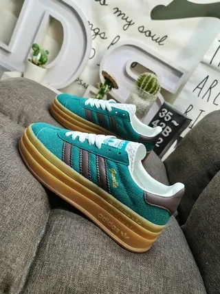 Adidas Gazelle Teal and Brown Suede Lifestyle Sneakers 7